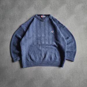 Y2K Chaps Ralph Lauren Blue Heavyweight Sweater Men's Large